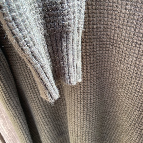 Men's Slate & Stone Green Waffle-Knit Sweater L Button Yoke Stretch Cashmere - Picture 4 of 12